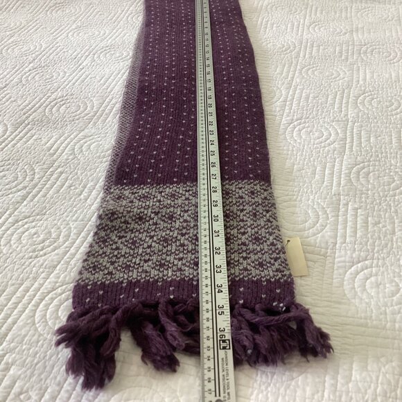 NWT Talbots Knit Hat & Scarf Set Purple Pattern Wool Blend - Picture 8 of 11
